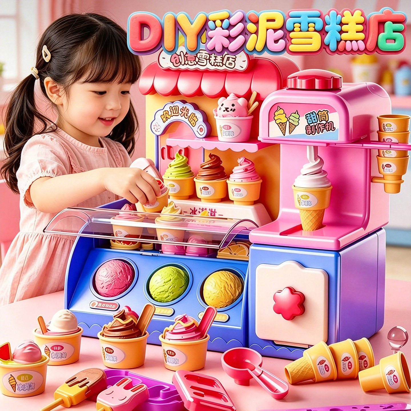 2026网红爆款儿童彩泥冰淇淋雪糕店玩具3到6岁以上小女孩生日礼物