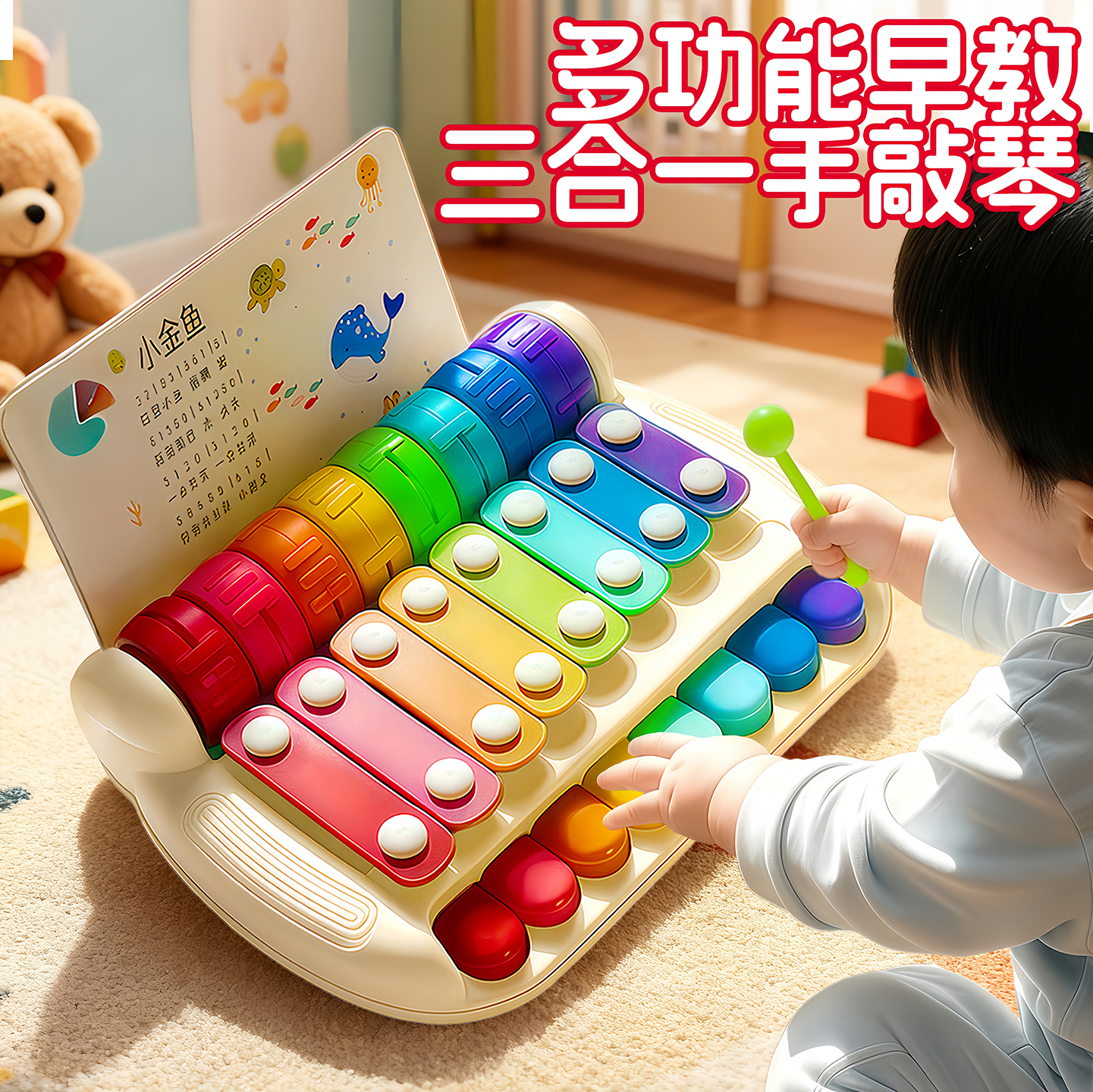 婴儿童益智早教启蒙玩具0到1岁6个月以上宝宝八音手敲琴周岁礼物