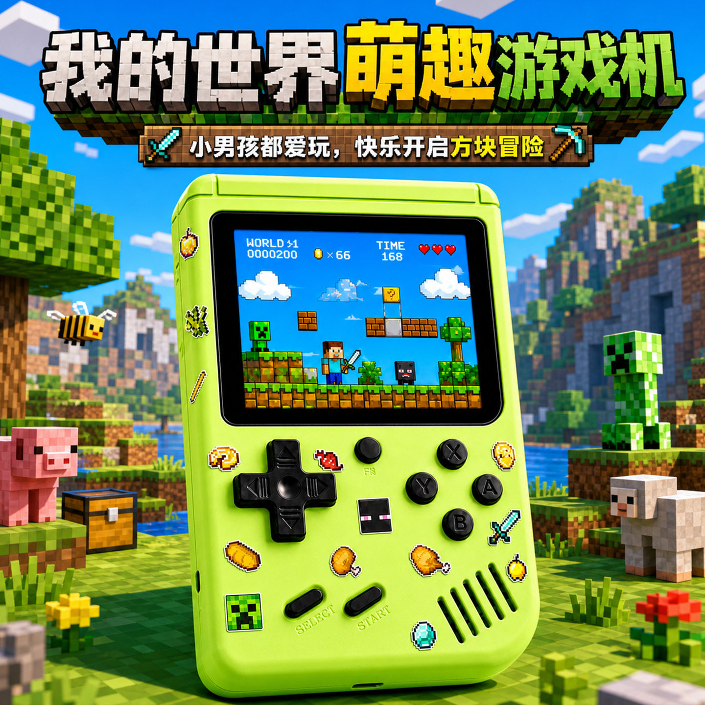 我的世界sup掌机超级马里奥迷你游戏机俄罗斯方块mc双人电子玩具5