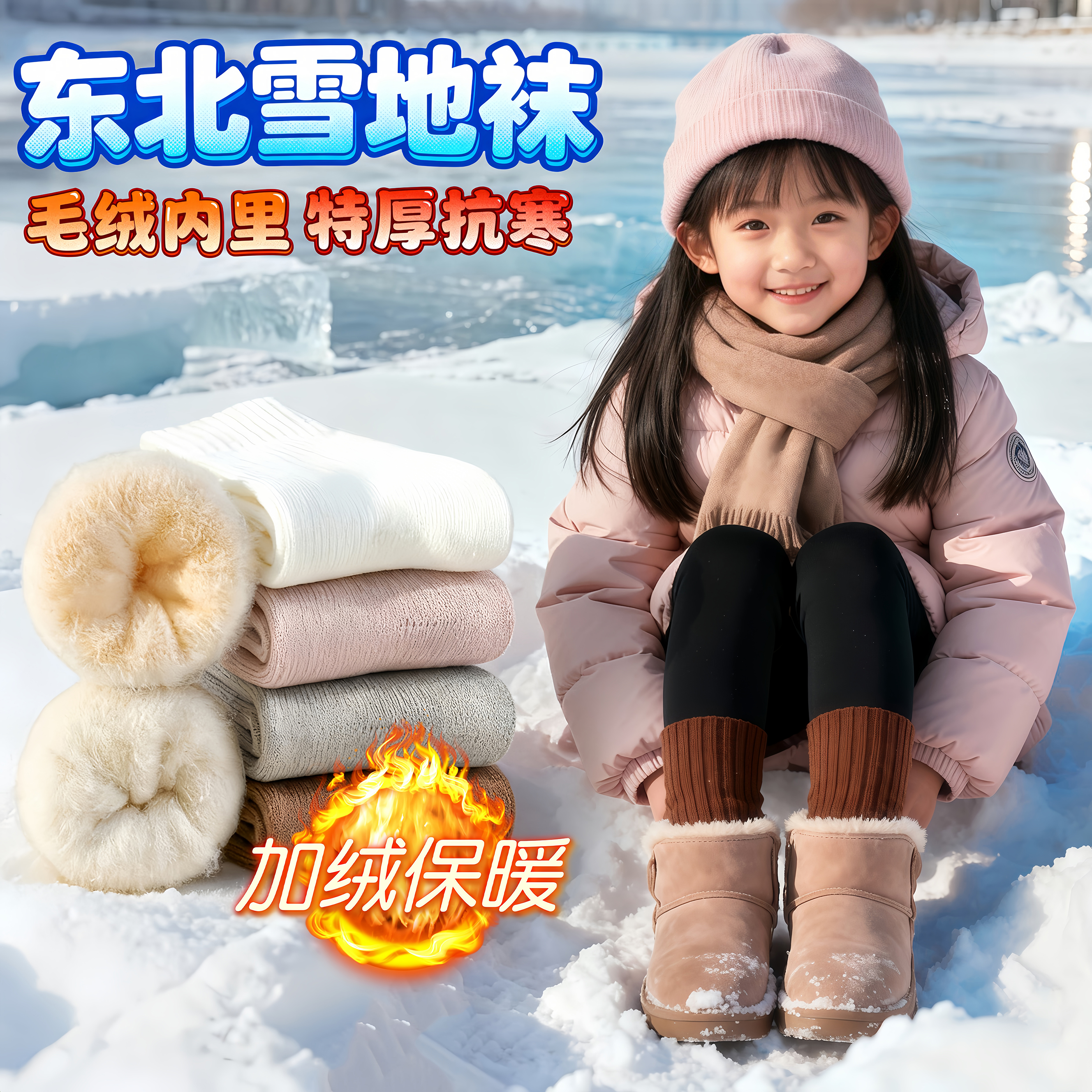 哈尔滨旅游防寒装备儿童羊绒袜子