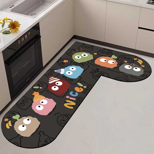 厨房L型转角厨房专用地垫卡通