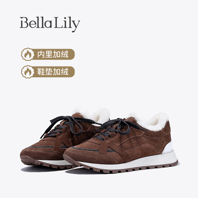 bellalily时尚平底加绒阿甘鞋