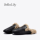 BellaLily2025新款 极简风气质加绒勃肯拖懒人穆勒拖羊卷毛平底鞋
