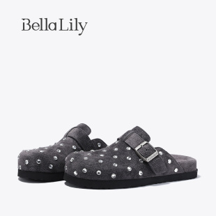 无后跟懒人拖鞋 气质包头拖百搭牛皮勃肯鞋 新款 BellaLily2025秋季