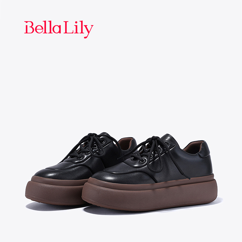 bellalily复古厚底增高面包鞋