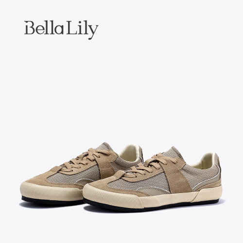 bellalily复古平底网面德训鞋