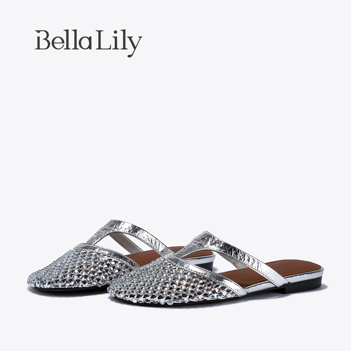 BellaLily2026夏新款通勤百搭女拖满钻镂空高级感包头拖精致单鞋