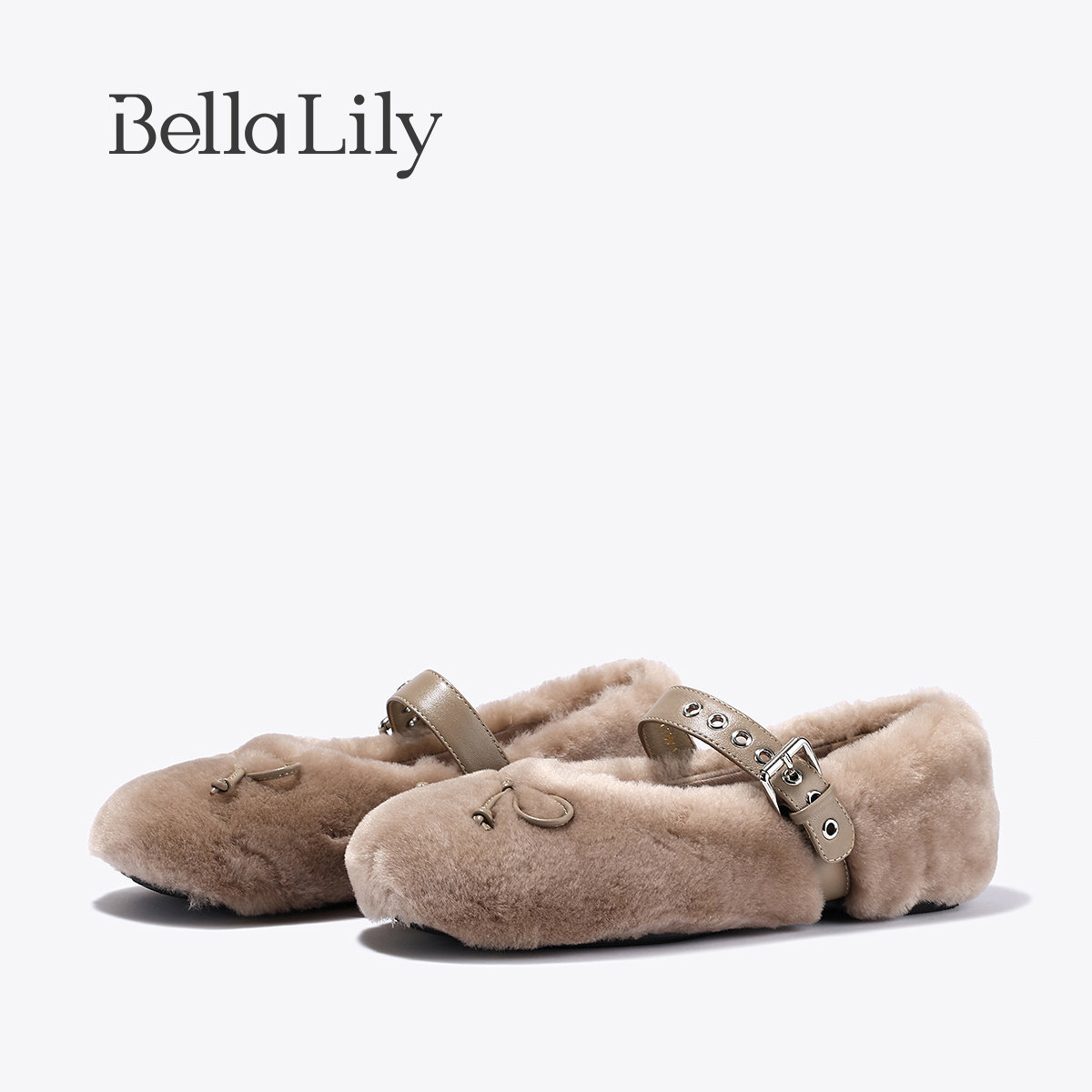 BellaLily2025秋冬新款蝴蝶结羊毛鞋玛丽珍单鞋女保暖甜美平底鞋,女鞋,浅口单鞋,淘宝优惠券,粉丝福利购,淘宝优惠卷
