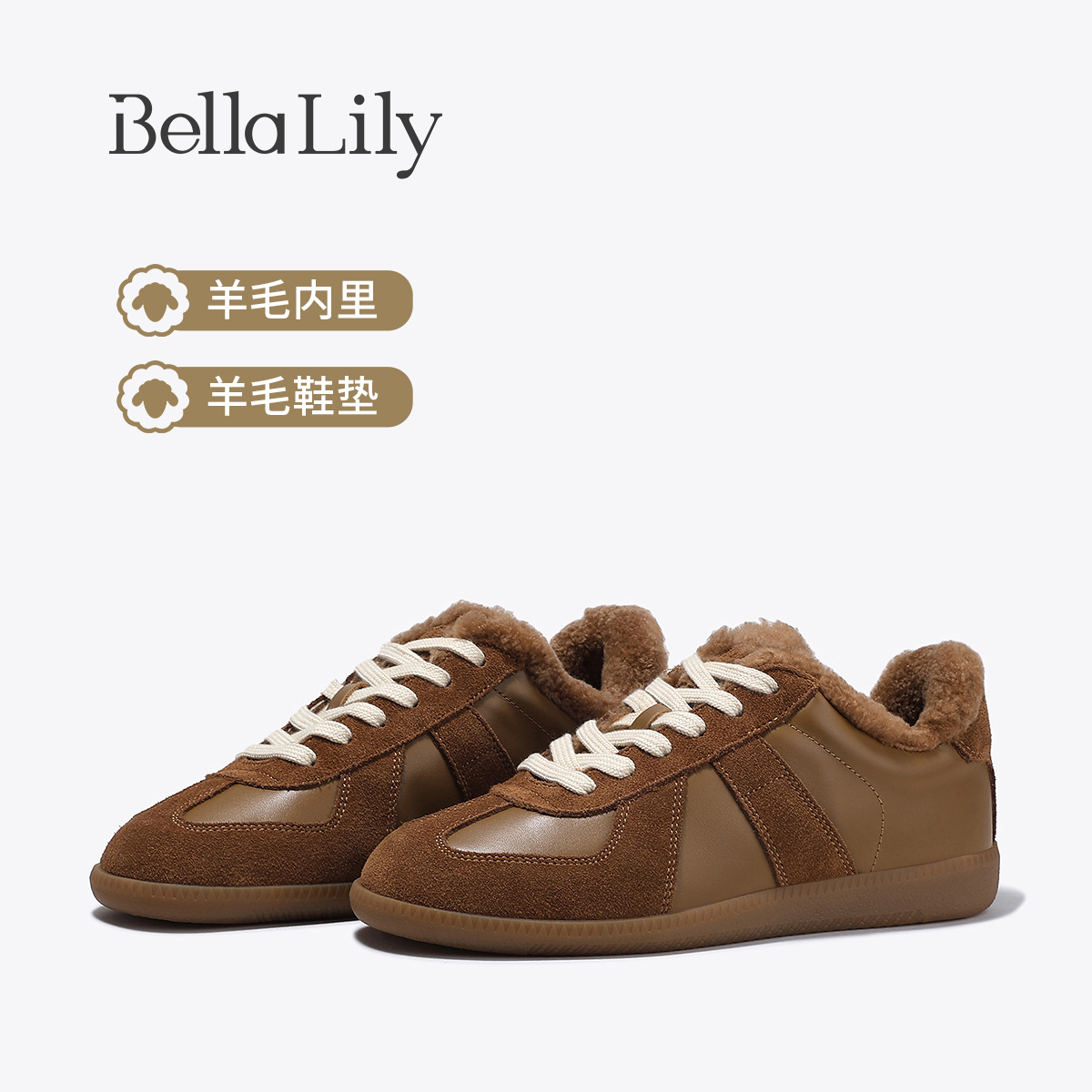 复古加绒德训鞋女