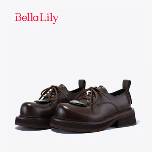 BellaLily2023早秋新款大头皮鞋女增高单鞋JK制服鞋美拉德穿搭