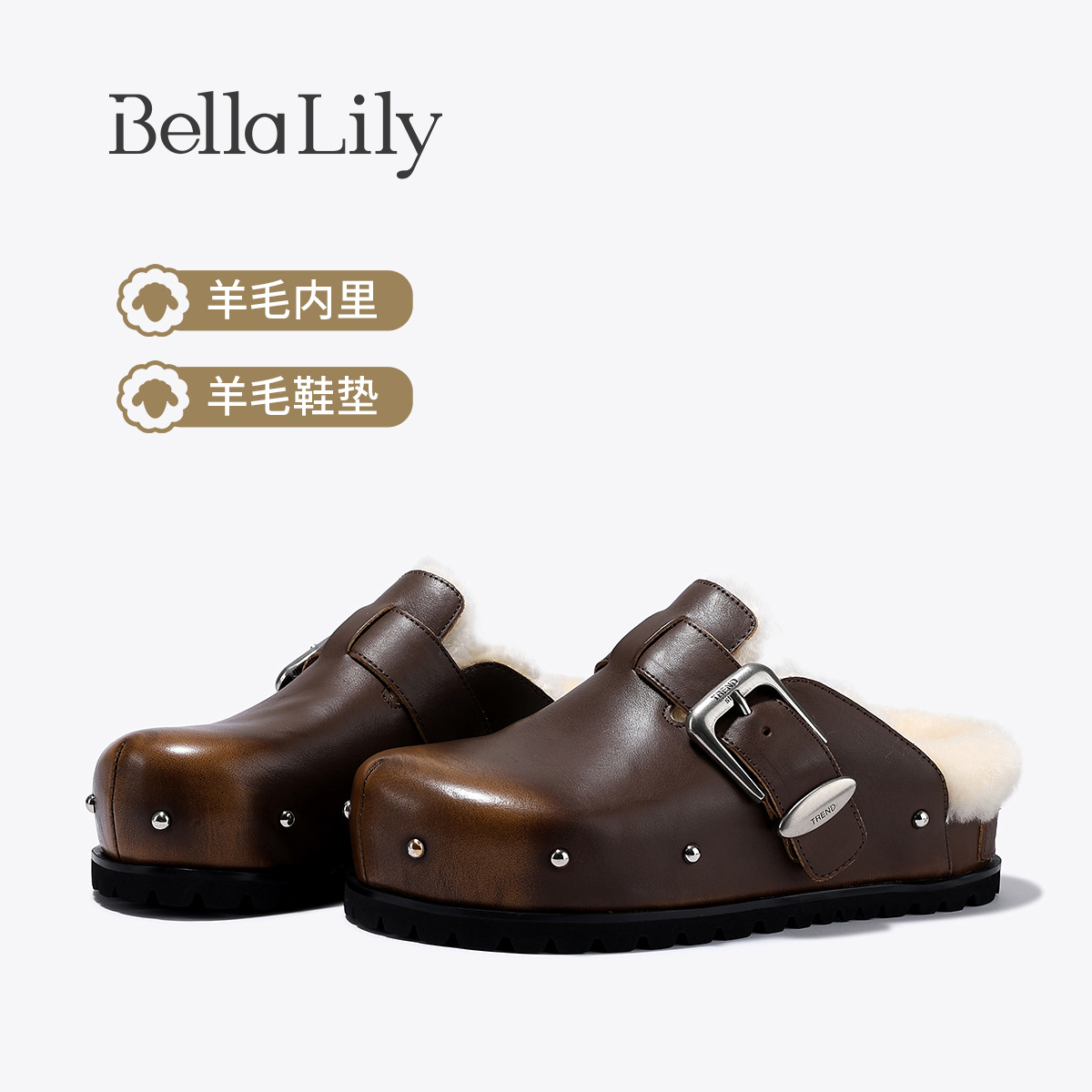 时尚加绒半拖鞋女