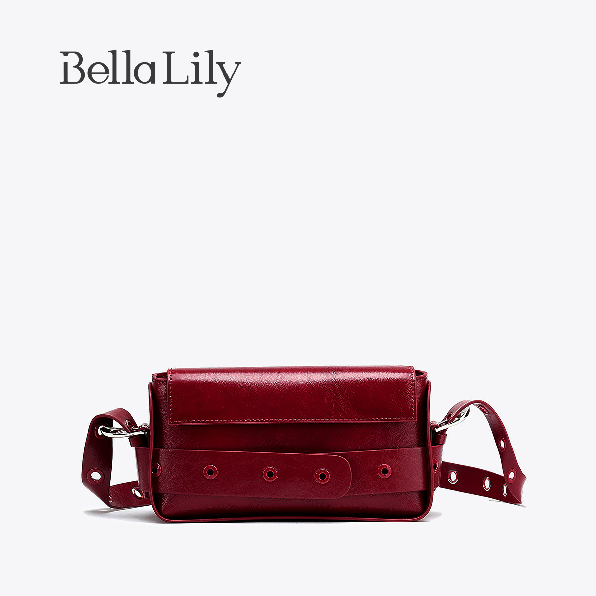 bellalily时尚单肩牛皮斜挎包