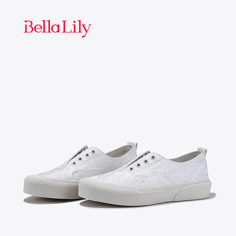 bellalily休闲平底一脚蹬小白鞋