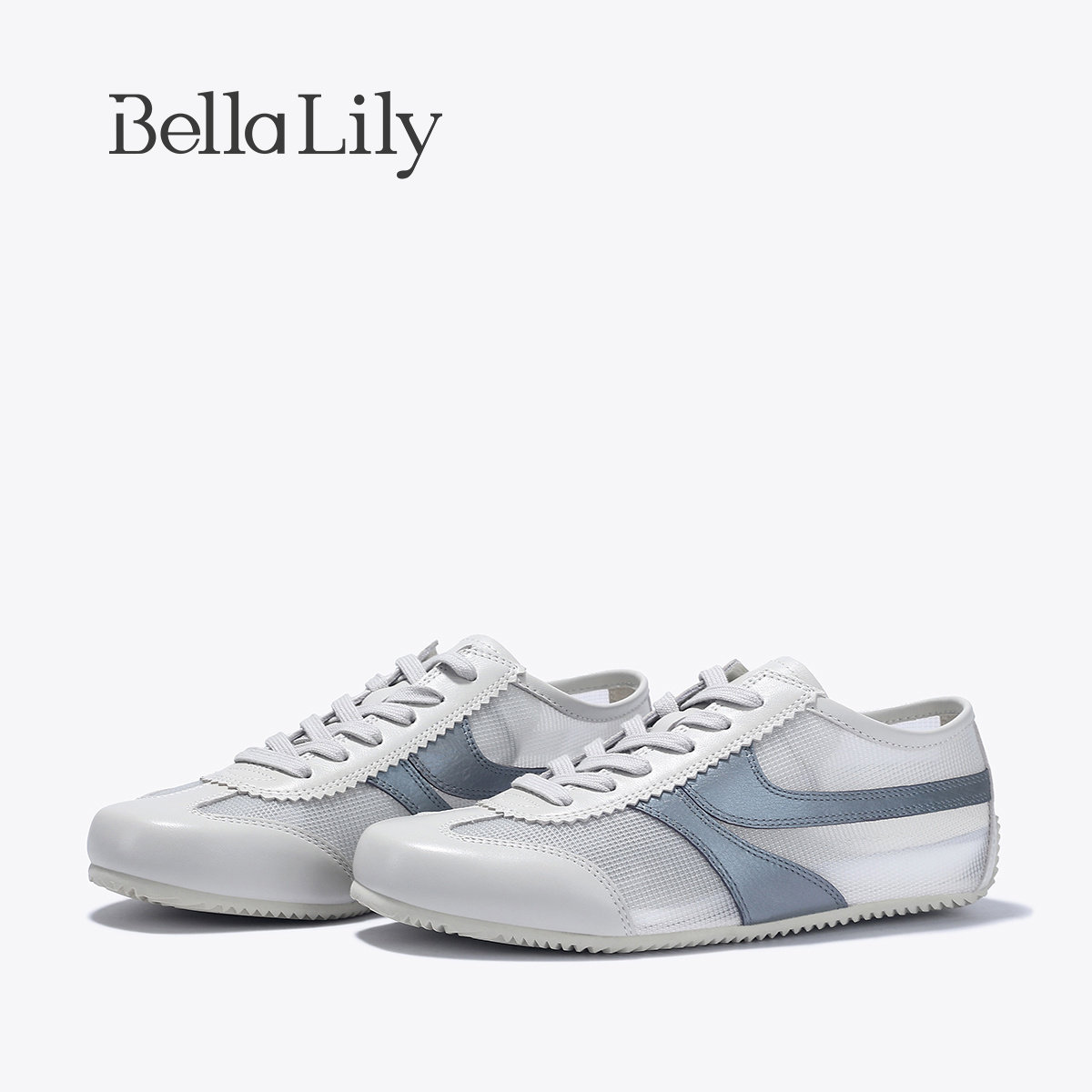 BellaLily春季新款百搭德训鞋女网纱透气时尚休闲板鞋帆布鞋
