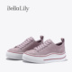 新款 粉彩风厚底板鞋 女牛皮增高低帮休闲鞋 BellaLily2026春季 潮鞋