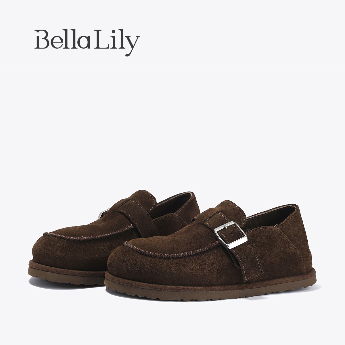 BellaLily2025秋季新款英伦风勃肯鞋女一脚蹬乐福鞋厚底袋鼠鞋子