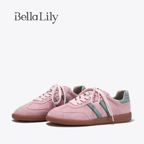 BellaLily新款经典撞色德训鞋女小清新透气板鞋显瘦轻便平底鞋女