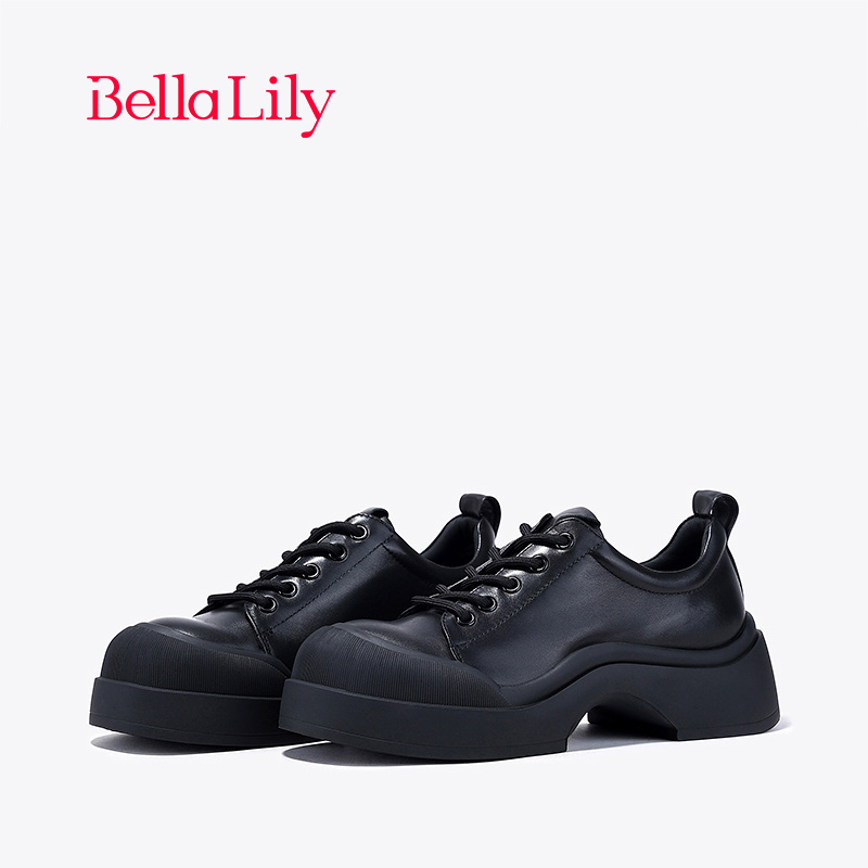 bellalily欧美厚底增高小皮鞋
