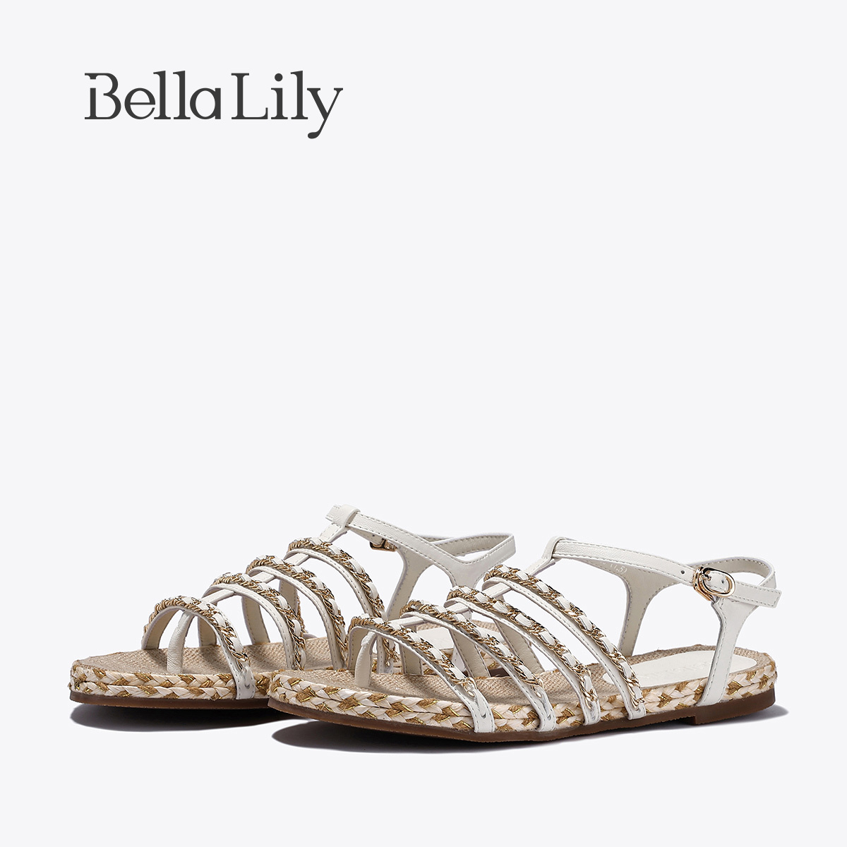 BellaLily2025夏季新款手工编织凉鞋小众细带单鞋女士沙滩凉鞋子