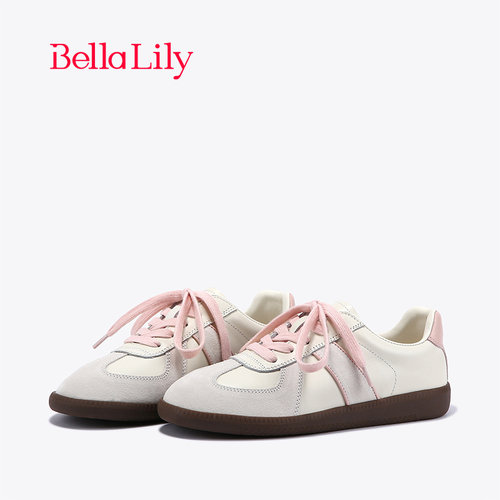 bellalily休闲平底粉色德训鞋