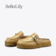 女一脚蹬懒人鞋 BellaLily2026春季 半拖鞋 复古牛皮厚底勃肯鞋 新款