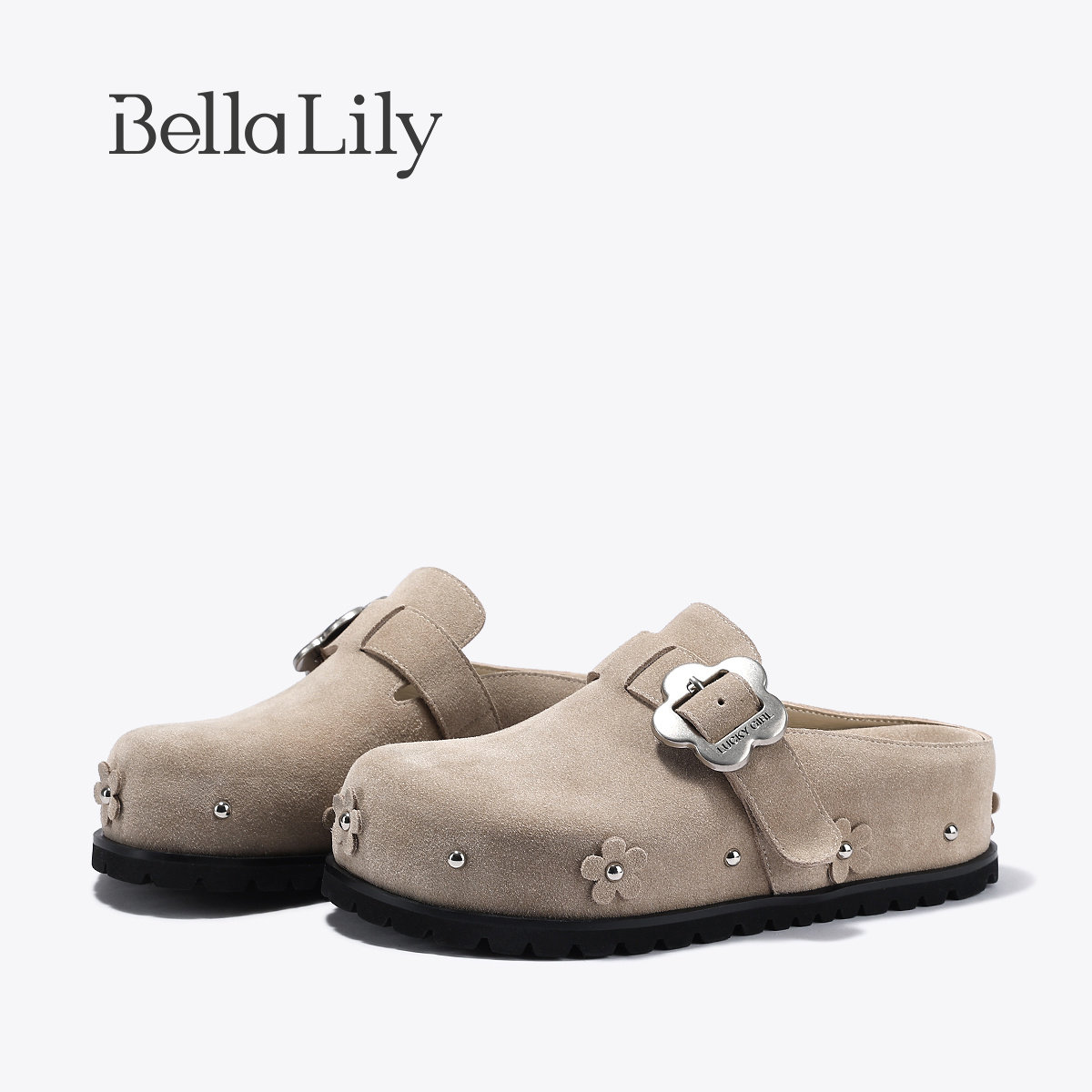 BellaLily2026春季新款时尚厚底勃肯鞋女百搭半拖鞋一脚蹬懒人鞋