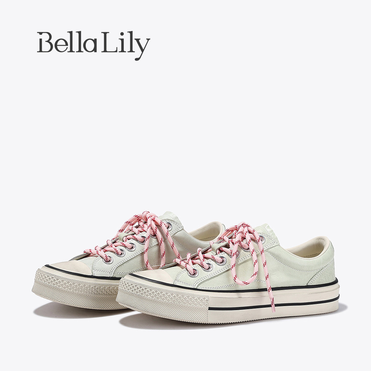 BellaLily2026春新款小清新韩版百搭休闲运动鞋时尚轻便牛皮板鞋