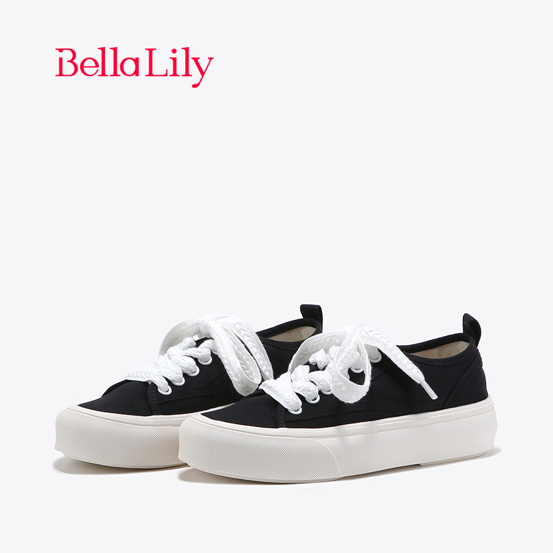BellaLily新款透气时尚帆布鞋女舒适流行休闲鞋显瘦板鞋子