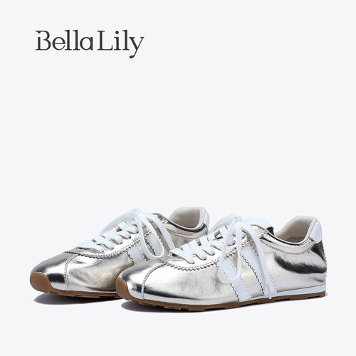 bellalily时尚内增高金色德训鞋