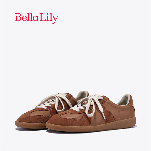 BellaLily牛皮美拉德复古德训鞋