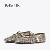 新款 重工水钻轻奢单鞋 女舒适手工鞋 BellaLily2025春季 浅口平底鞋