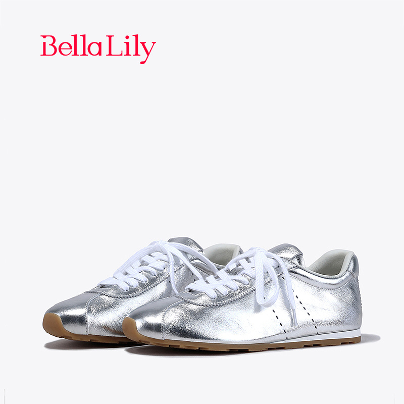 bellalily时尚平底银色阿甘鞋
