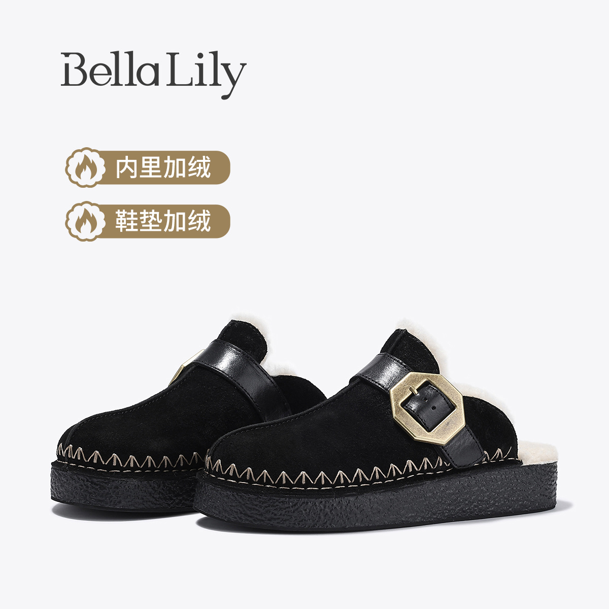 复古一脚蹬勃肯外穿牛皮包头拖