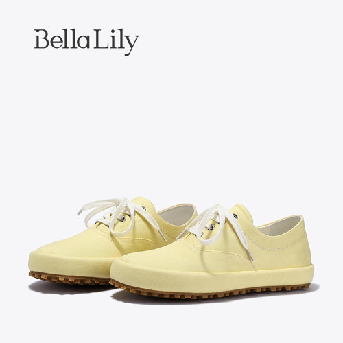 BellaLily新款学院风百搭平底帆布鞋女百搭休闲鞋潮鞋子
