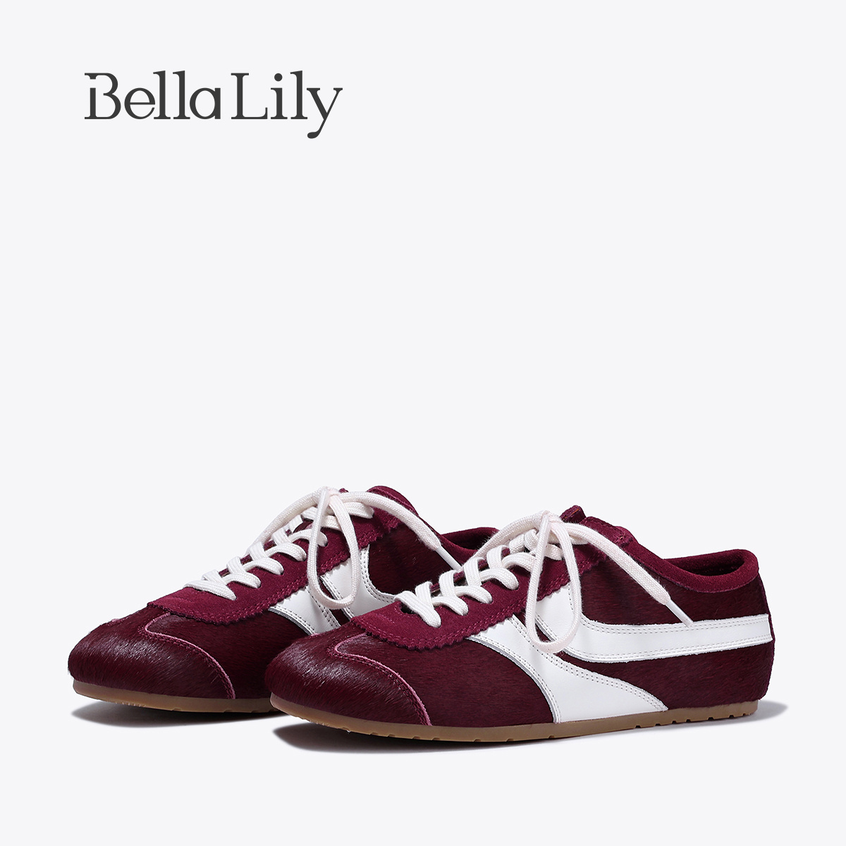 BellaLily秋季新款复古小众马毛平底鞋轻便休闲德训鞋显脚小