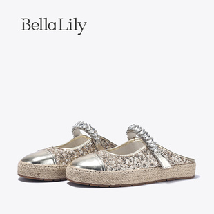 BellaLily2025春夏新款 包头半拖 精致玛丽珍单鞋 女复古轻奢渔夫鞋