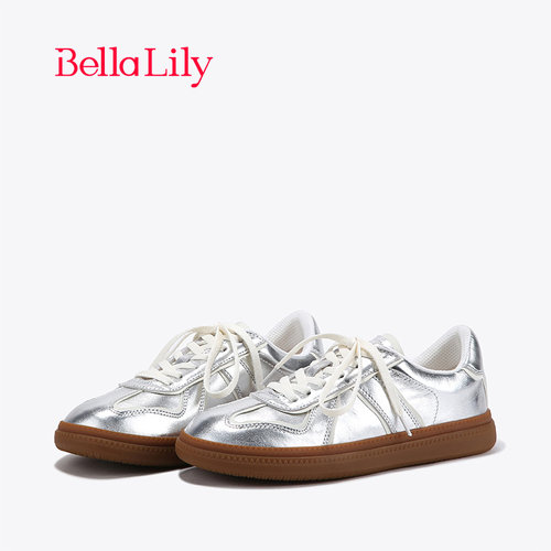 bellalily街头厚底银色德训鞋