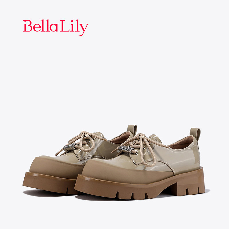 BellaLily新款增高气质小皮鞋女休闲单鞋复古JK制服鞋子