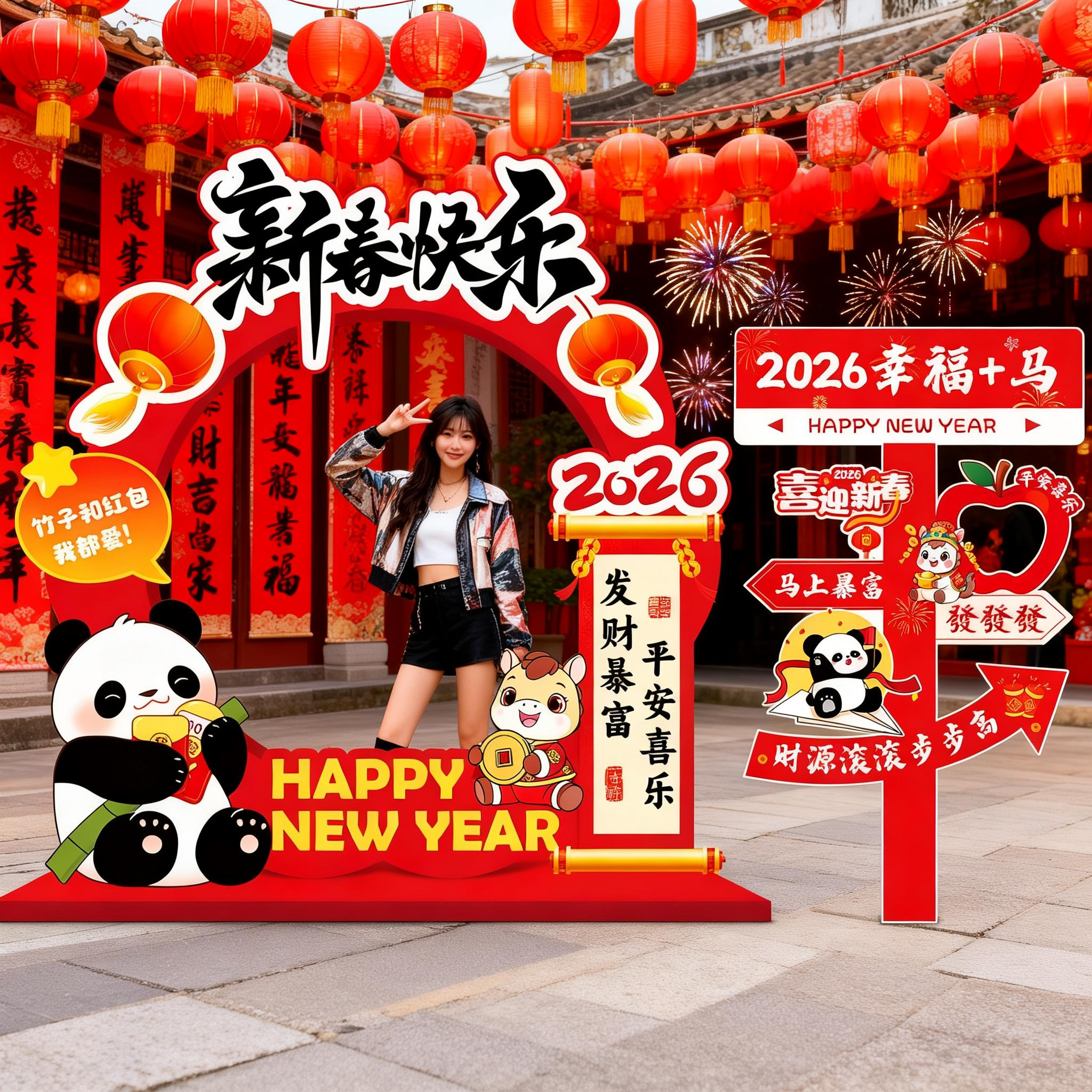 2026新年元旦马年装饰品kt板拍照道具相框立牌幼儿园商场氛围布置,节庆用品/礼品,装扮布置套餐,淘宝优惠券,粉丝福利购,淘宝优惠卷