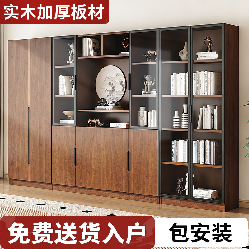 文件柜书柜书架组合储物柜书橱书柜一体靠墙落地带门书架展示柜子