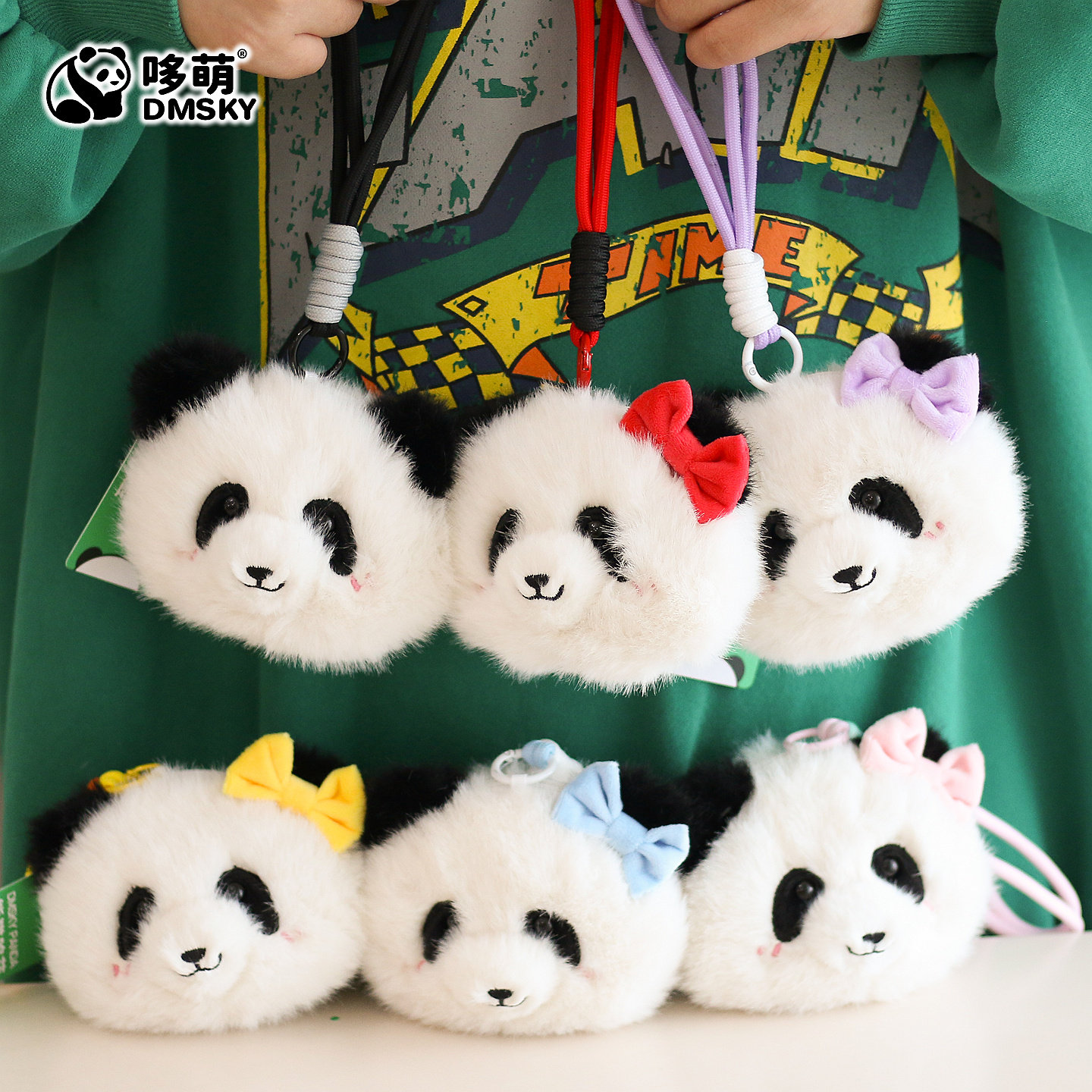 花花熊猫头零钱包手机包毛绒玩具图片