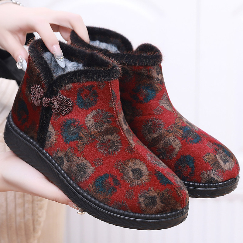 冬季老北京布鞋女棉鞋老人奶奶鞋加绒保暖舒适妈妈鞋防滑平底短靴,女鞋,棉鞋,淘宝优惠券,粉丝福利购,淘宝优惠卷