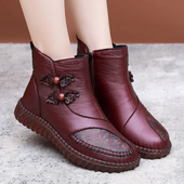 冬新款 软底奶奶老北京布鞋 妈妈鞋 加绒加厚短靴中老年人老太太棉鞋