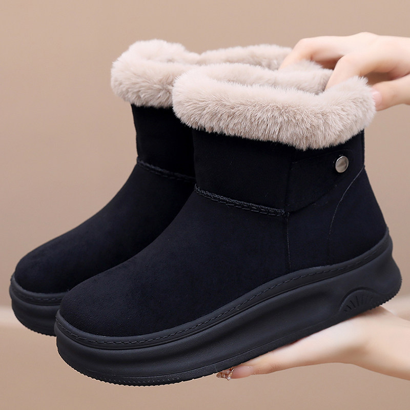 老北京布鞋女棉鞋冬季加绒加厚保暖雪地靴厚底防滑妈妈鞋休闲短靴