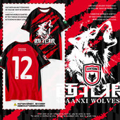 男女助威半袖 2025陕西联合月亮泊队服足球迷服速干冰丝短袖 t恤衫