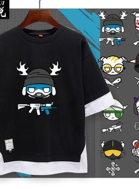 彩虹六号围攻steam游戏周边6号fuze短袖t恤衫男女衣服中袖5五分袖