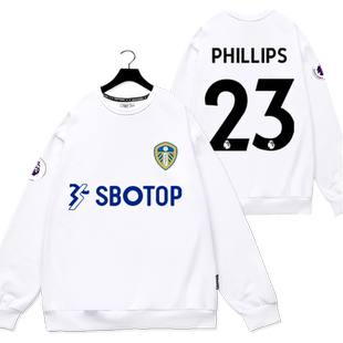 利兹联队服白玫瑰罗德里戈足球迷服圆领卫衣男女运动长袖衫球衣服