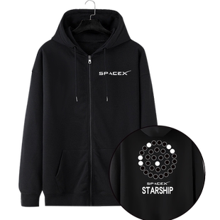 SpaceX星舰发射马斯克火星移民同款开衫卫衣男女连帽外套拉链帽衫
