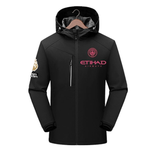 曼城队23-24赛季球衣哈兰德罗德里足球迷冲锋衣夹克男女连帽外套