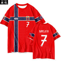Norwegian team uniforms for the 2026 World Cup, Haaland's football clothes, quick-drying short-sleeved T-shirts, men's and women's fan uniforms, half-sleeved thumbnail 3